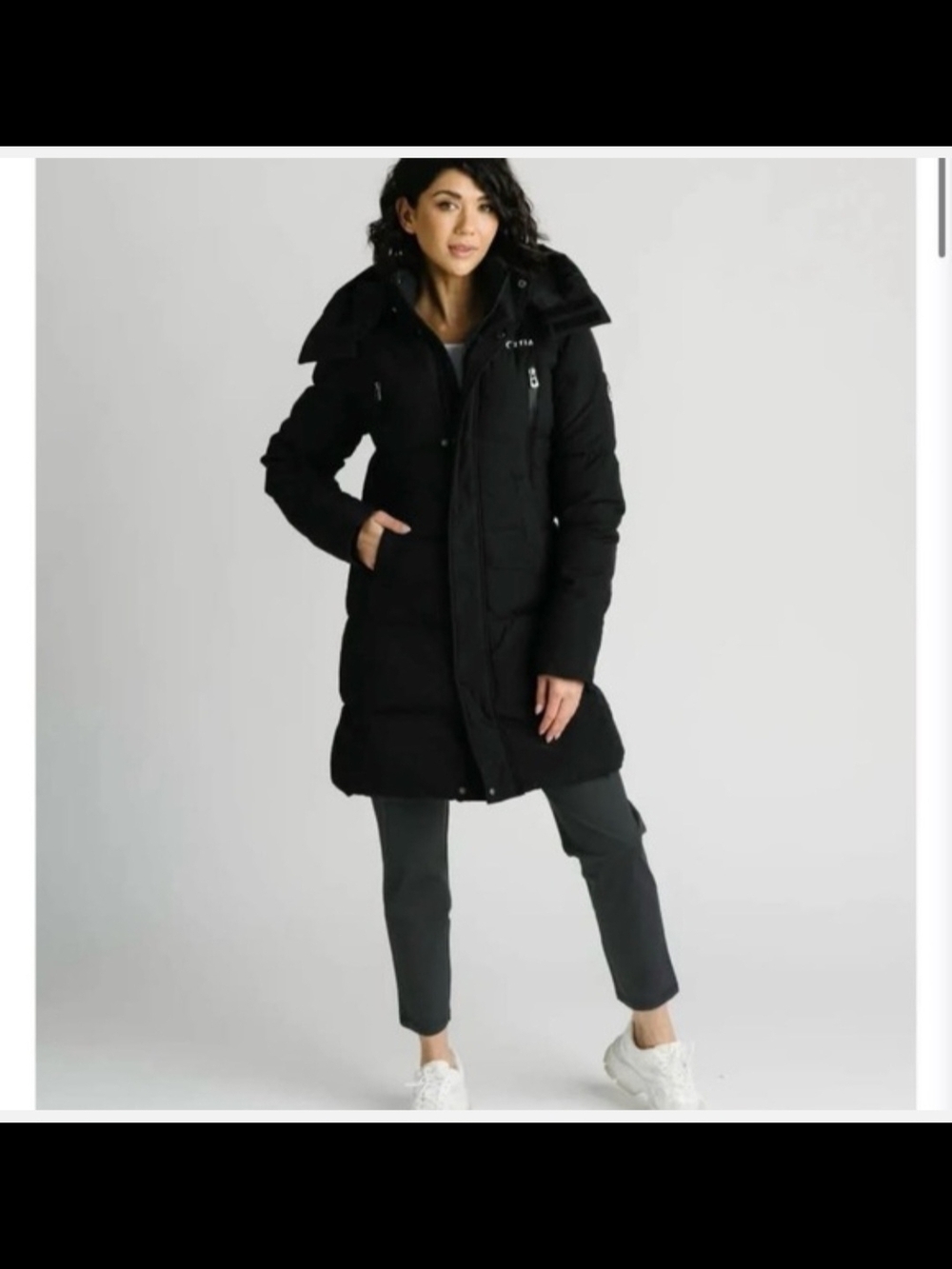Women's Black Long Puffer Coat - ZYIA